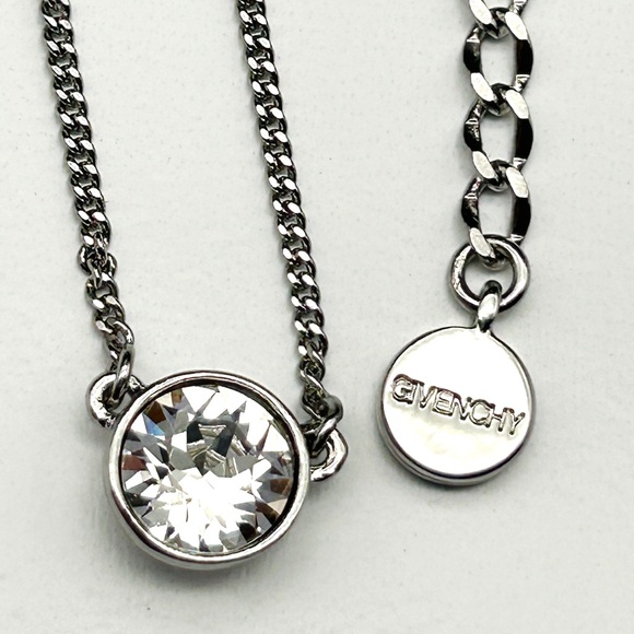 Givenchy Classic Silver Tone Crystal Pendant Necklace 16-18” EEUC - Picture 9 of 10